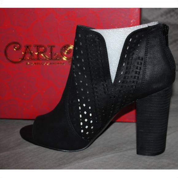 Carlos Santana Shoes - Carlos Santana Laser Cut Suede Peep Toe Heels 10M